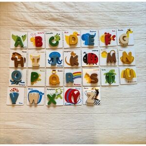 PlanToys Alphabet A-Z Kids Multicolor Excellent Wooden Learning Flashcards